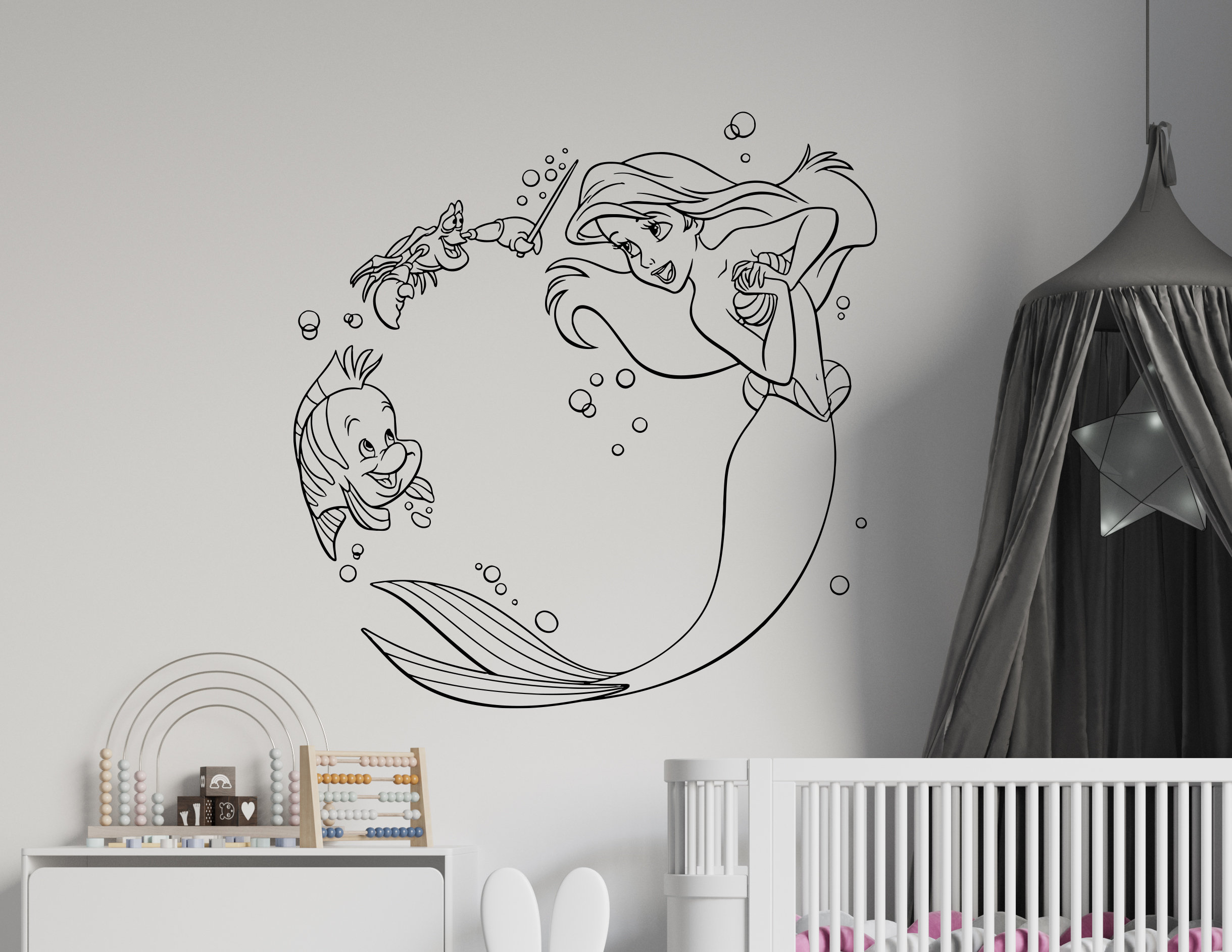 Princess Ariel Wall Decal Little Mermaid Wall Decor Cartoon Etsy