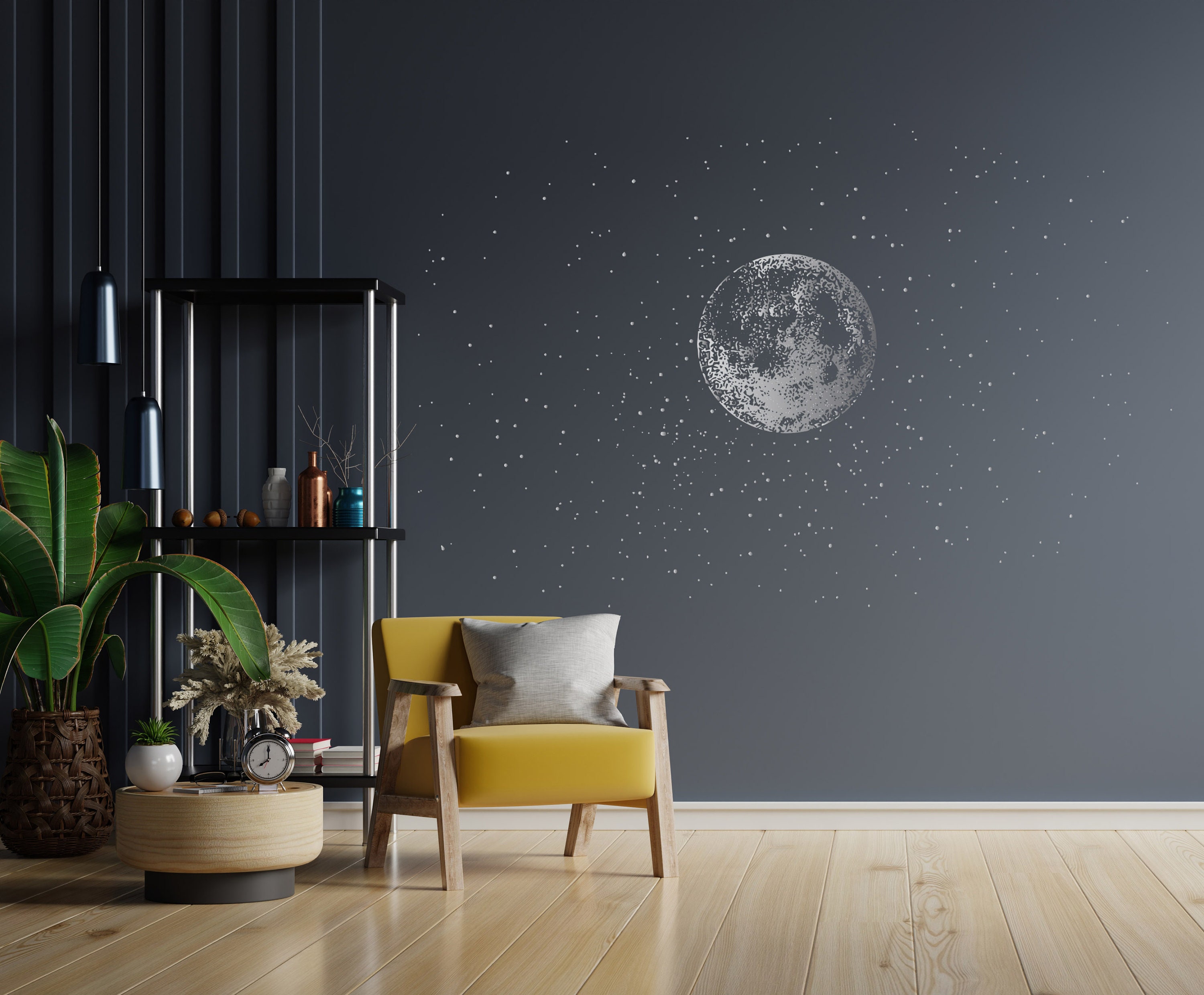 Moon and Stars Wall Decal: Constellation Sky Vinyl Art C1 - Etsy