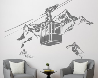 Snowboard Wall Decal — Extreme Mountain Winter Sports Sticker, Large Vinyl Mural, Black