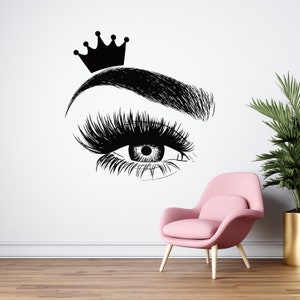 Eyelash decals Eyelashes Wall Decal Window Sticker Beauty Salon Woman Face  Lashes Eyebrows Brows cus184