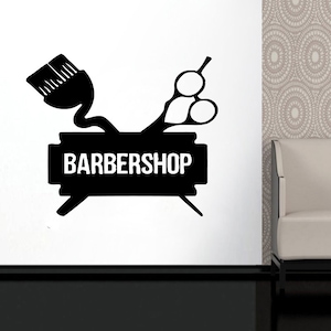Friseur Salon Fenster Aufkleber Aufkleber Friseur Haare Werkzeuge Schere Barber Shop Schönheitssalon t163