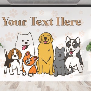 Pet Grooming Wall Graphics Peel and Stick Wallpaper Dog Grooming Self Adhesive Removable Pet Shop Veterinary Clinic Mural PW425