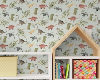 Roarland Dinosaur Mural | Dino Park Peel & Stick Wallpaper | Removable Kids Nursery Decor | PW399