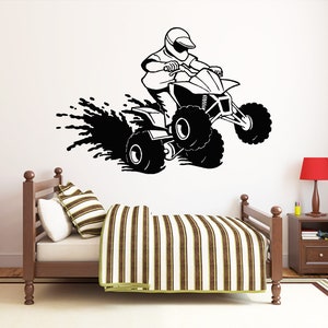 ATV Rider Wall Decal Quad Bike Wall Sticker 4 Wheeler Wall Decor 1626b