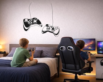 Hanging Game Controllers Wall Decal | Modern Gaming Room Decor | GZ01