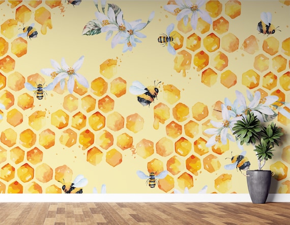 Honey Colored Wood Planks Wall Mural