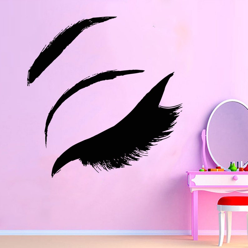 Wall Decal Window Sticker Beauty Salon Woman Face Eyelashes Lashes Eyebrows Brows t41