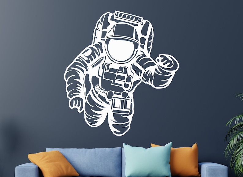 Astronaut Wall Decal Outer Space Wall Decal Custom Name Etsy