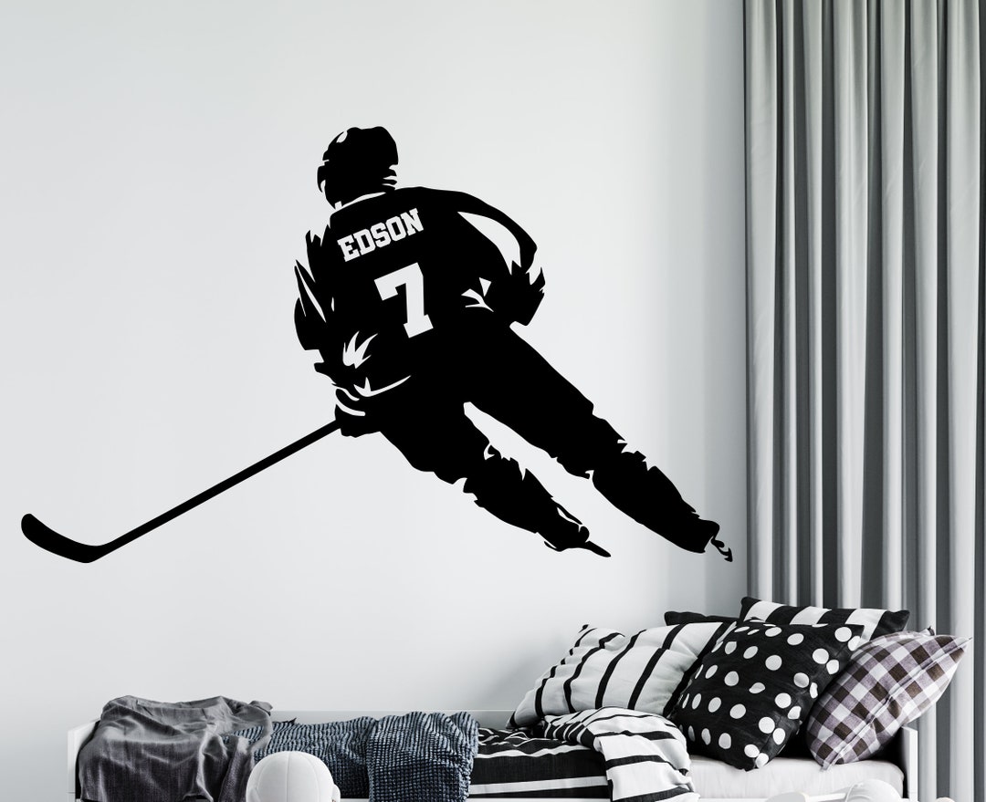 Personalized Hockey Player Wall Decal: Custom Sports Decor HK11 - Etsy, image size:1080x879