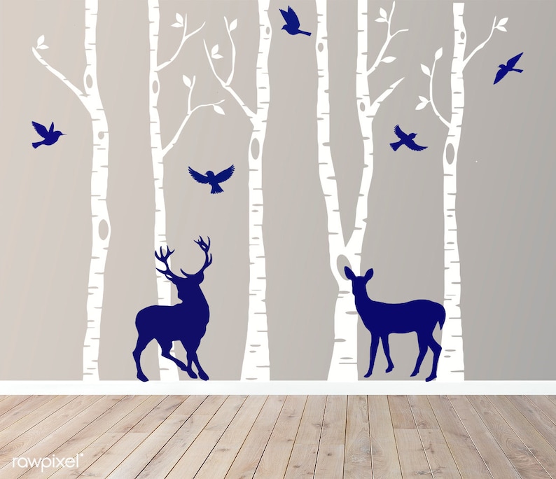 Forest Wall Decal Deer Wall Decal Pine Trees Wall Decal Etsy
