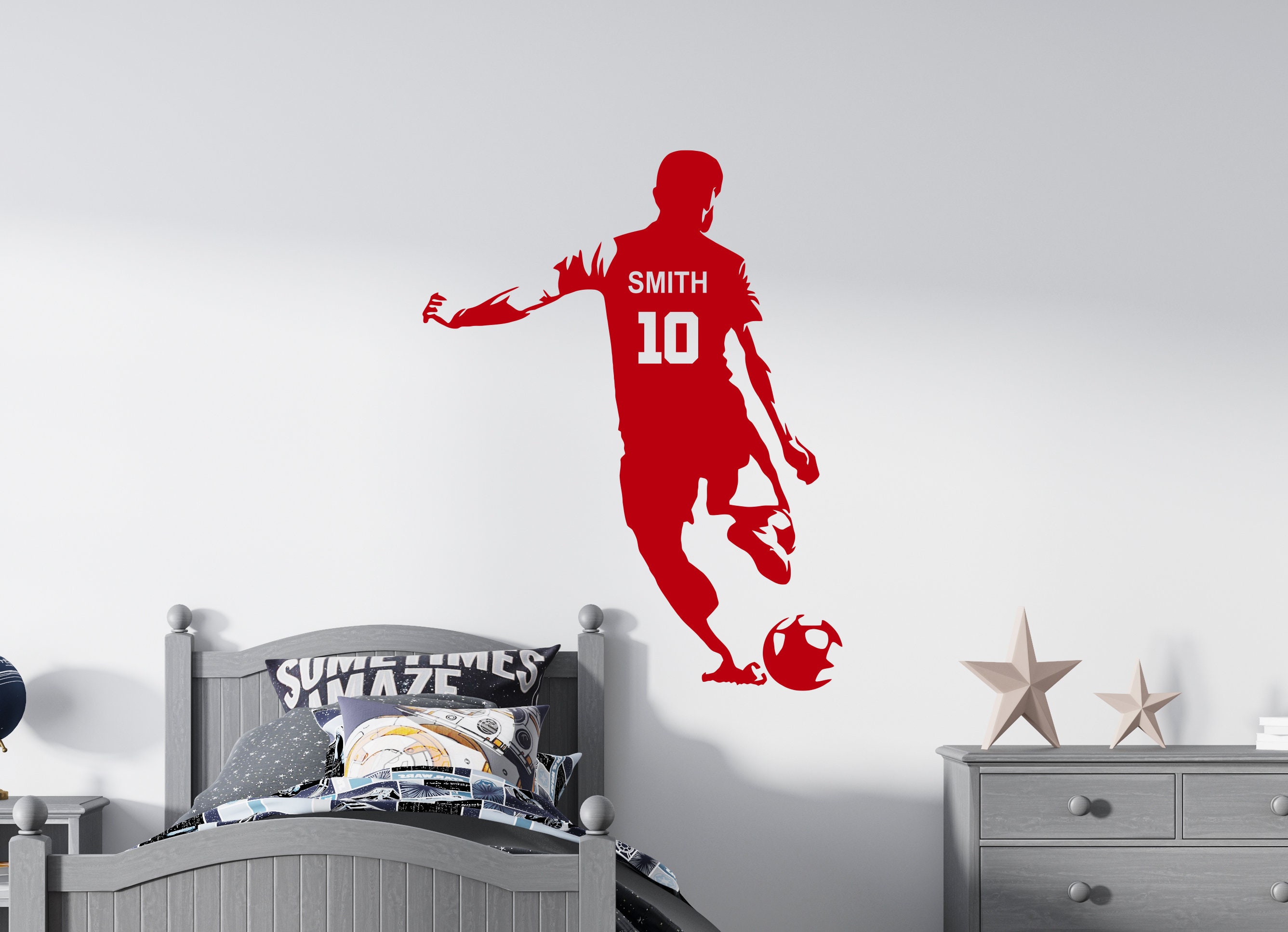Custom Soccer Ball Wall Decal - Personalized Name Wall Art For Nursery Or Bedroom