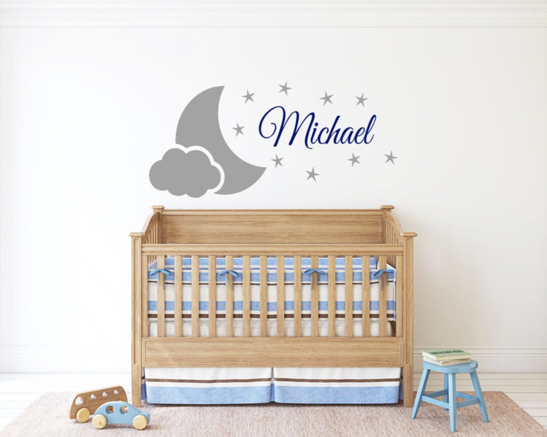 Personalized Name Wall Decal | Clouds Moon and Stars Wall Decal ...