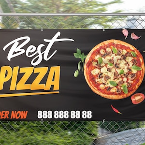 Pizza Custom Banner | Full Color Banner | Vinyl Banner with Grommets BN6