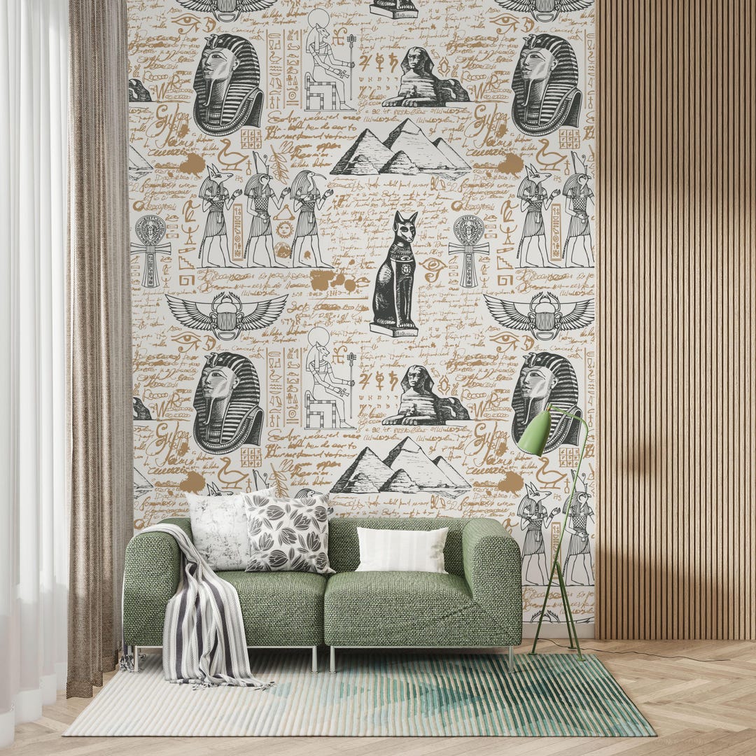 Pharaoh’s Legacy | Ancient Egypt Mural Wallpaper | Hieroglyphic Peel ...
