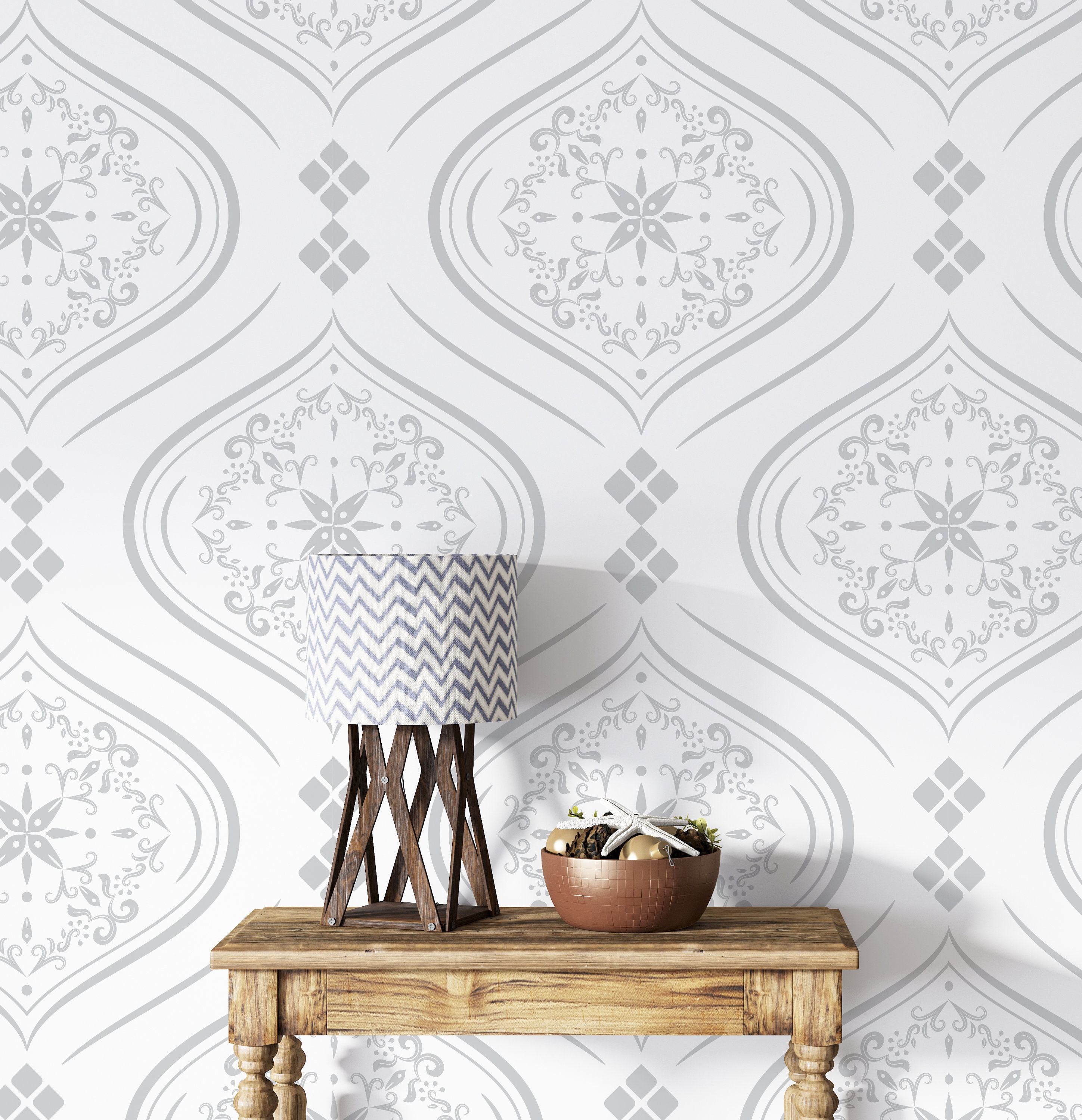 Purple Damask Wallpaper Bedroom