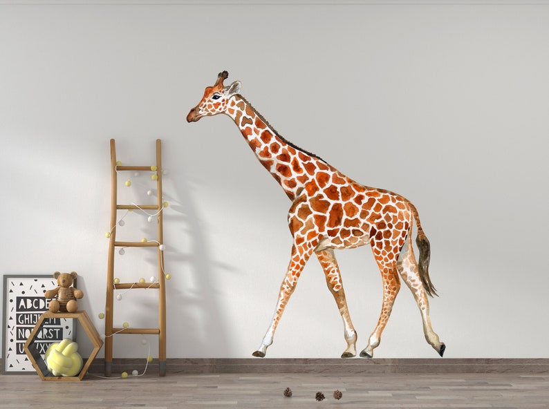 Baby Giraffe Wall Decal for Safari Nursery Giraffe Wall Etsy