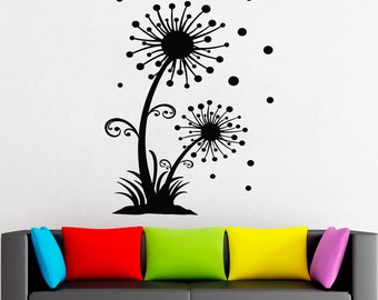 Dandelion decor, flower, plant, nature, gift,Wall decor,Wall Decal,Window Sticker,Vinyl sticker Handmade 2214