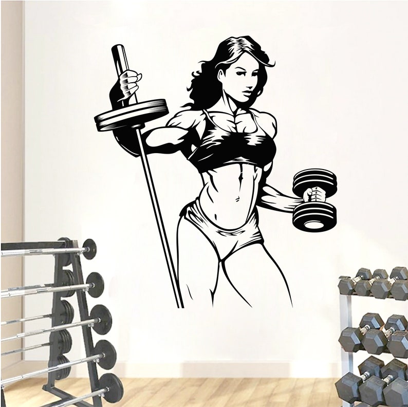 Gym Girl Wall Decal Woman Workout Wall Decal Gym Wall Etsy