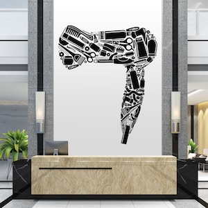 Hair Salon Wall Window Decal Sticker Hair Stylist Hair Tools Scissors Barber Shop Beauty Salon HS006