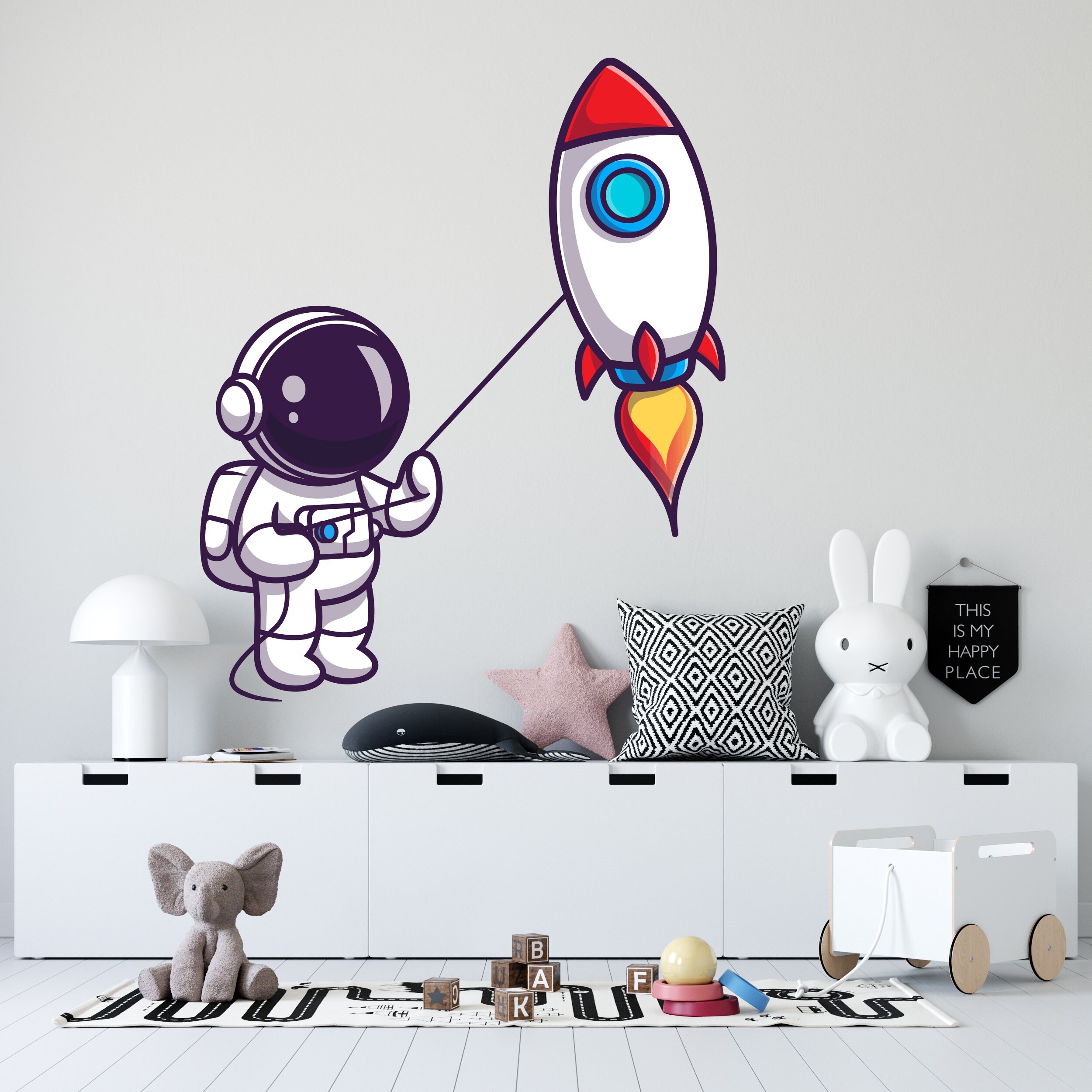 Astronaut Wall Decal Outer Space Wall Decor for Kids Bedroom Etsy Ireland