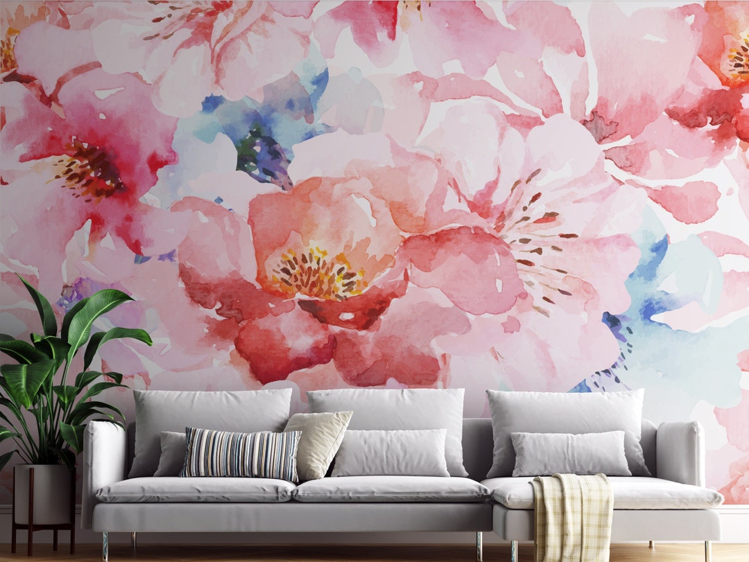 Floral Wallpaper Peel and Stick Pink Purple Peony Self Adhesive ...