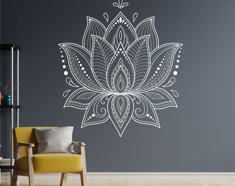 Lotus Wall Decal | Lotus Flower Wall Decal | Lotus Mandala Wall Decor | Mandala Wall Decal | Yoga Studio Wall Decor lt5