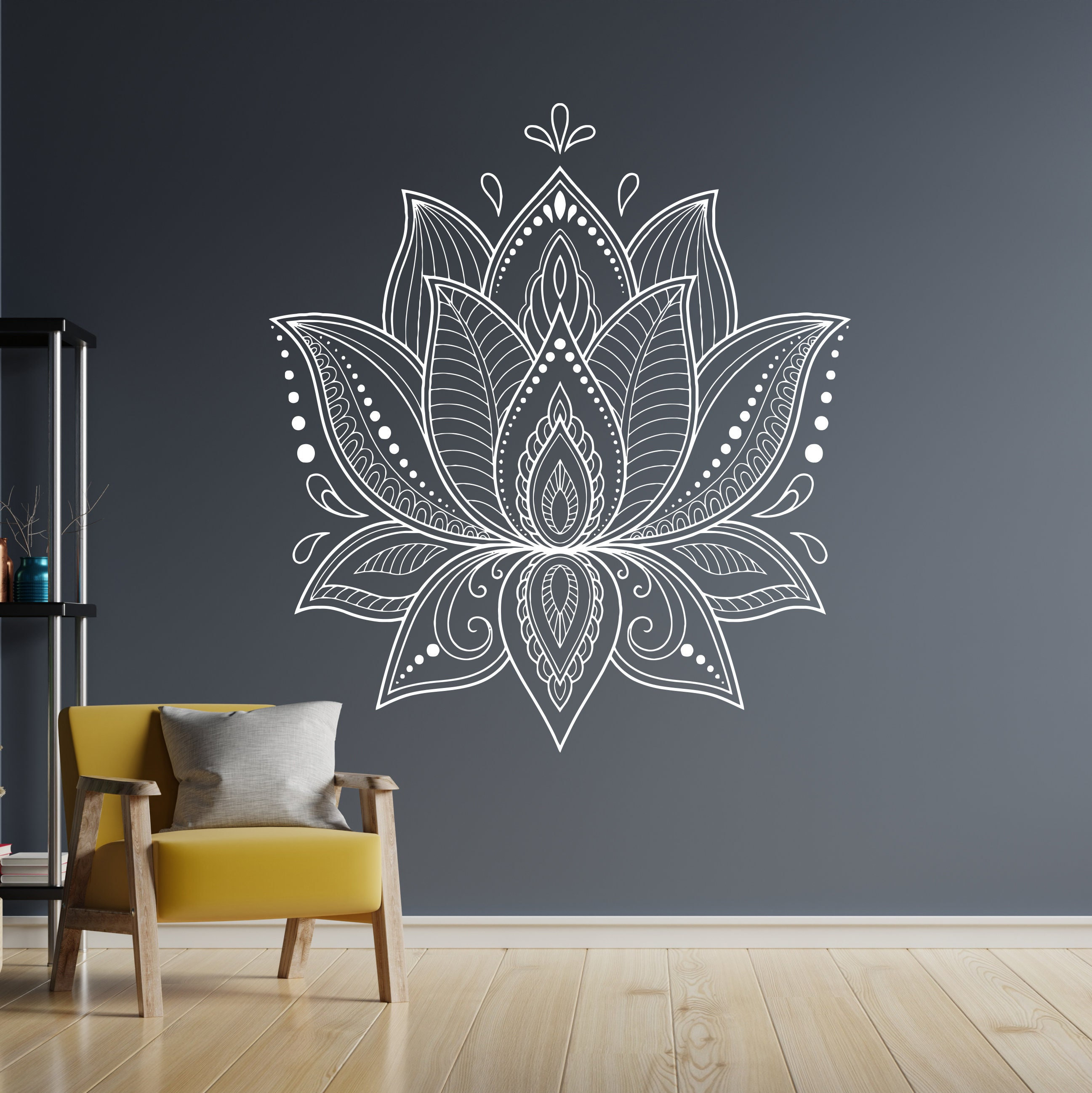 Sticker mural déco fleur de lotus 87x61cm - Centrakor