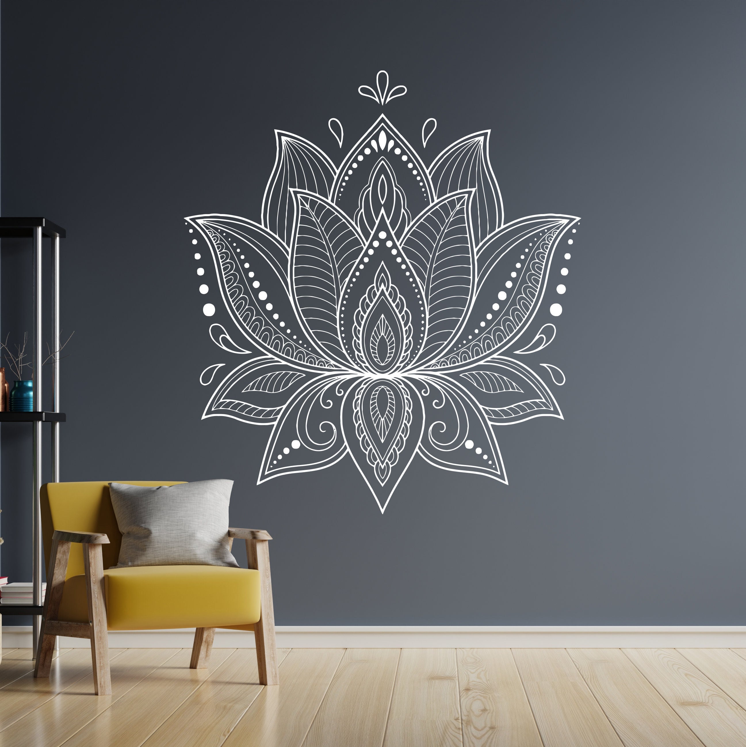 Sticker mural déco fleur de lotus 87x61cm - Centrakor