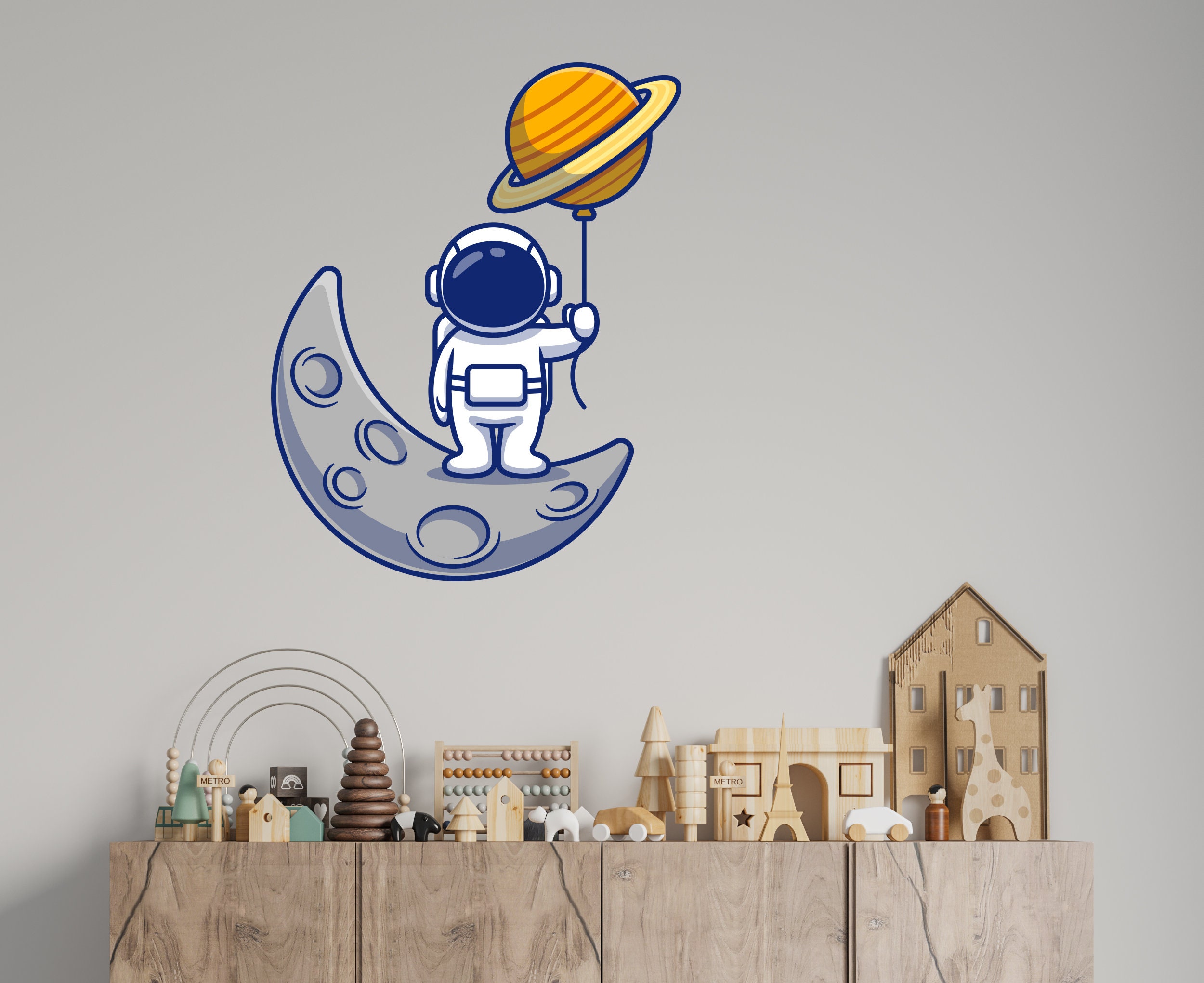 Astronaut Wandtatko Weltraum Wanddeko für Kinder Schlafzimmer | Etsy