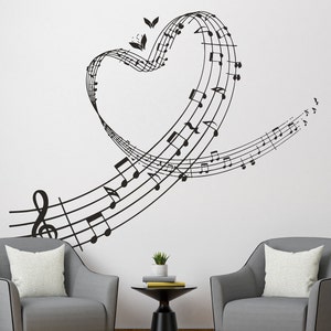 Music Notes Wall Decal Music Wall Decor Music Instrument Wall Decal 372t