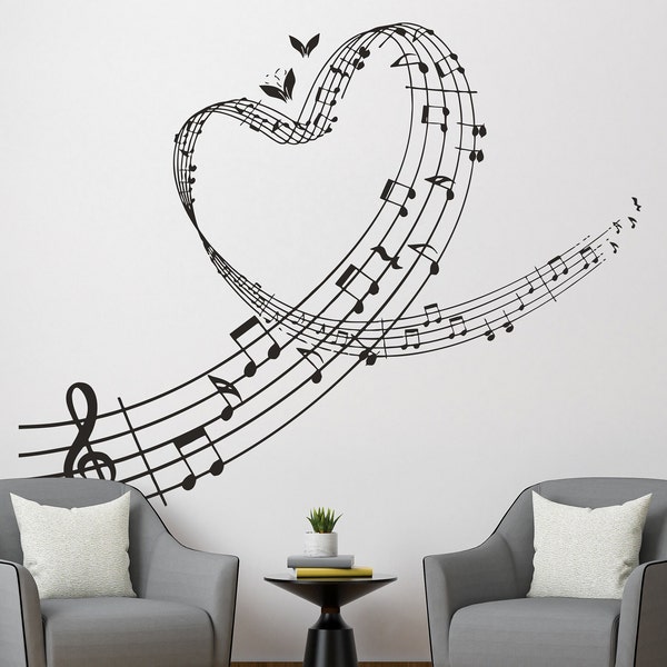 Notas musicales Calcomanía de pared Decoración de pared Instrumento de música Calcomanía de pared 372t