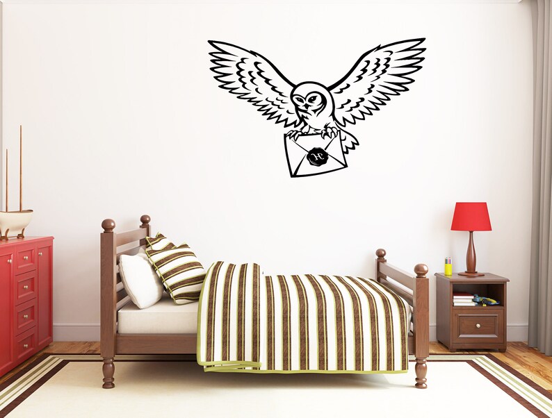 Harry Potter Owl Wall Decal Hogwarts Wall Sticker Golden Etsy