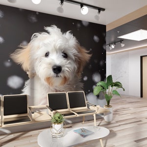 Dog Grooming Wall Graphics Peel and Stick Wallpaper Dog Grooming Self Adhesive Removable Fabric Veterinary Clinic Mural PW355