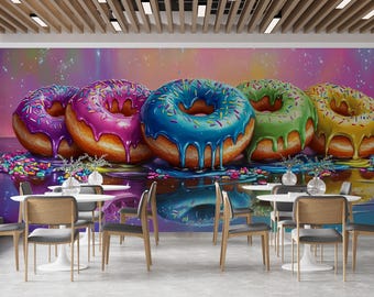 Donut Daze | Rainbow Sprinkle Delight | Colorful Wall Mural | Peel & Stick Mural AD3