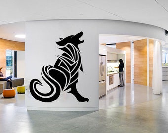 Tribal Wolf Vinyl Wall Decal: Removable Home Decor Sticker 35