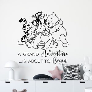 Winnie The Pooh Wall Decal Quotes Tigger Piglet  Boy and girl name decal Trendy sticker Baby room decal CUS212