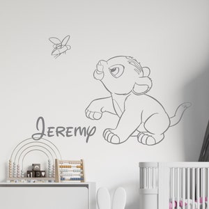 The Lion King Wall Decal Custom Name Cartoon Wall Sticker Simba Lion King Nursery Wall Decor lk02