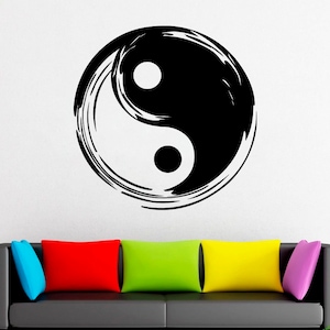 Yin Yang wall decal, Taoism, Vinyl Decal, Sticker, Floral, balance, gift, ying yang, Daoism, Wall decals, Window Decal, Handmade 2036