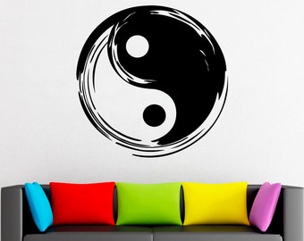 Yin Yang Wall Decal: Floral Taoism Vinyl Sticker 2036