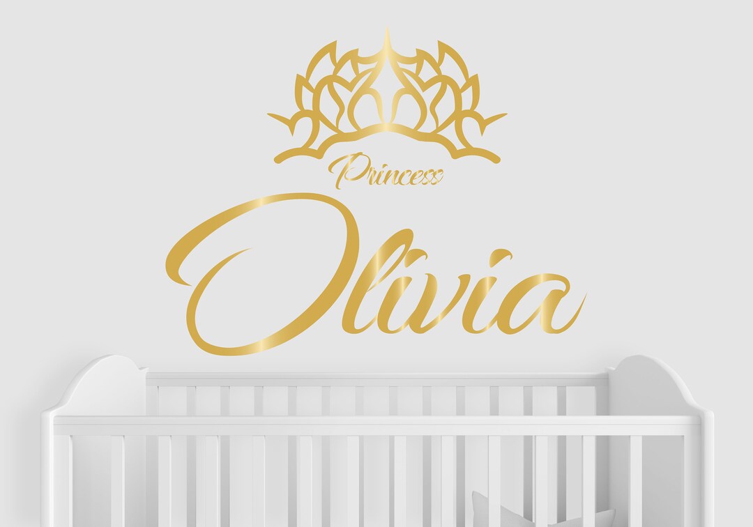 Personalized Princess Crown Wall Decal for Girls Room Custom Name Wall ...
