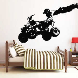 ATV Rider Wall Decal Quad Bike Wall Sticker 4 Wheeler Wall Decor 1632b