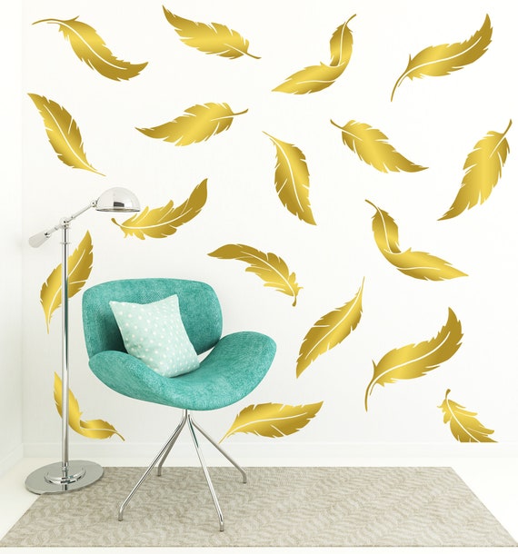 Feathers Wall Decal Set of 35 Feather Sticker Feathers Etsy
