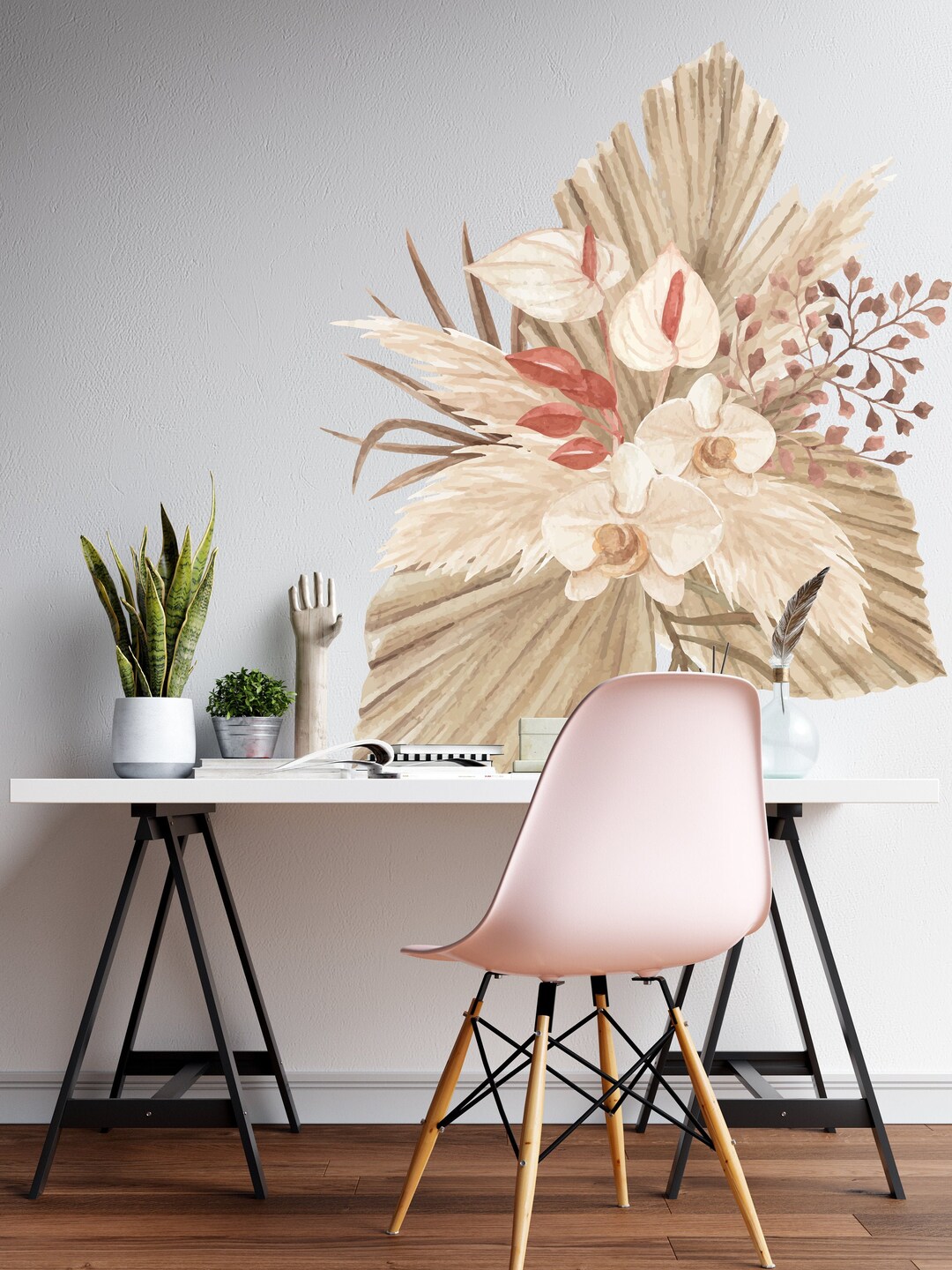 Boho Floral Wall Decal: Watercolor Flowers, Nursery Decor, FLC14 - Etsy