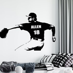 Personalized Name Baseball Wall Decal | Softball Wall Sticker | Sports Quote Wall Decal 5108