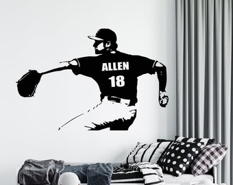 Personalized Name Baseball Wall Decal | Softball Wall Sticker | Sports Quote Wall Decal 5108