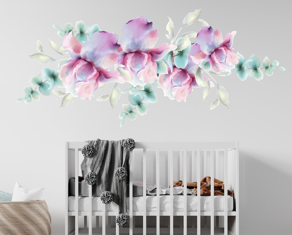 Flowers Wall Decal Floral Wall Decor for Nursery Room Etsy