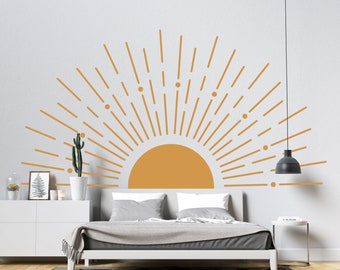 Bohemian Sun Boho Wall Decal Bohemian Abstract Wall Art Boho Wall Decor Geometric Half Arch Rainbow Decal CD134