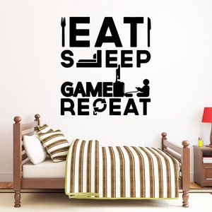 Calcomanía de pared para gamers, calcomanía de pared para videojuegos, calcomanía de pared para controlador, arte de pared para sala de juegos 431re