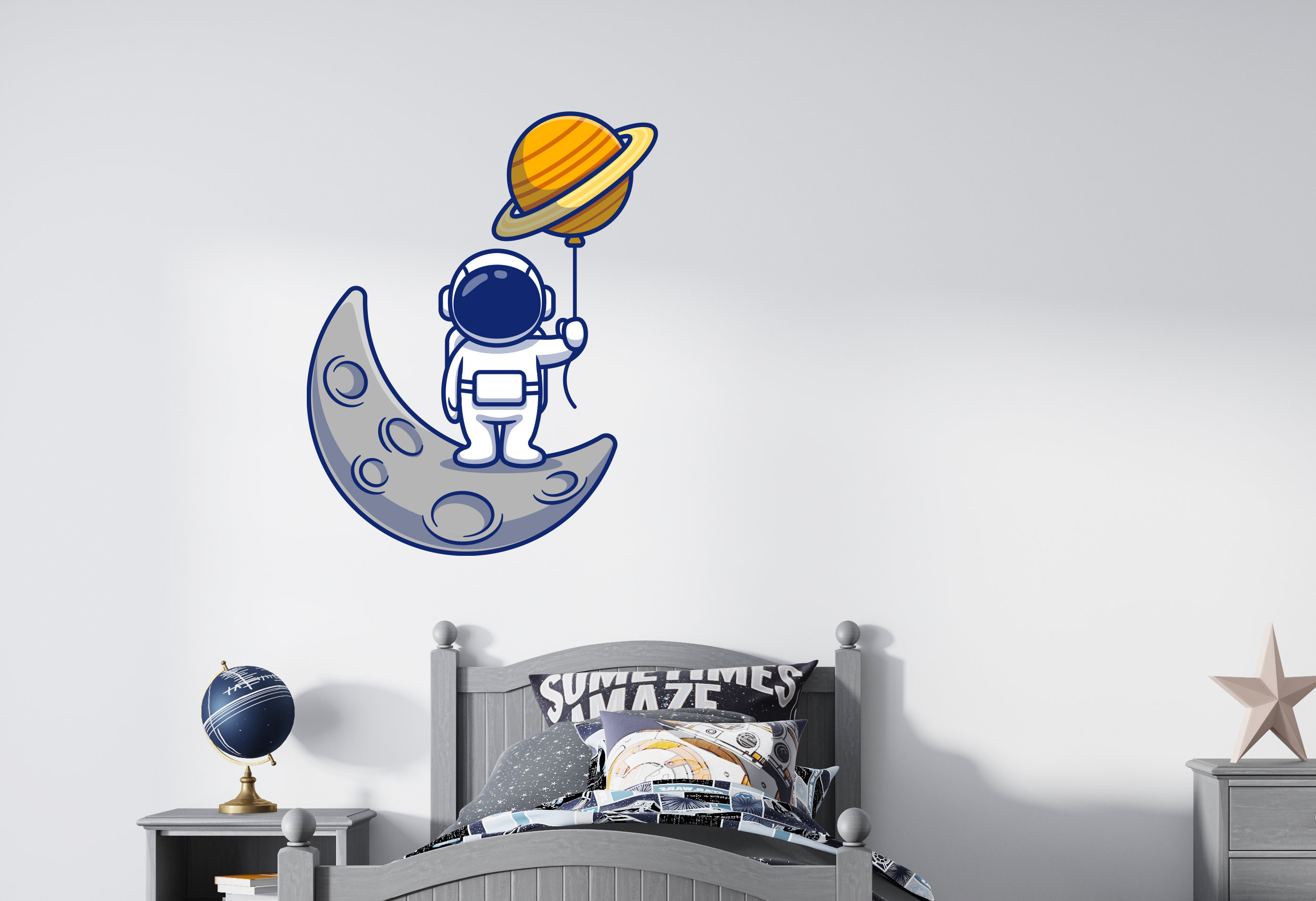 Astronaut Wandtatko Weltraum Wanddeko für Kinder Schlafzimmer | Etsy