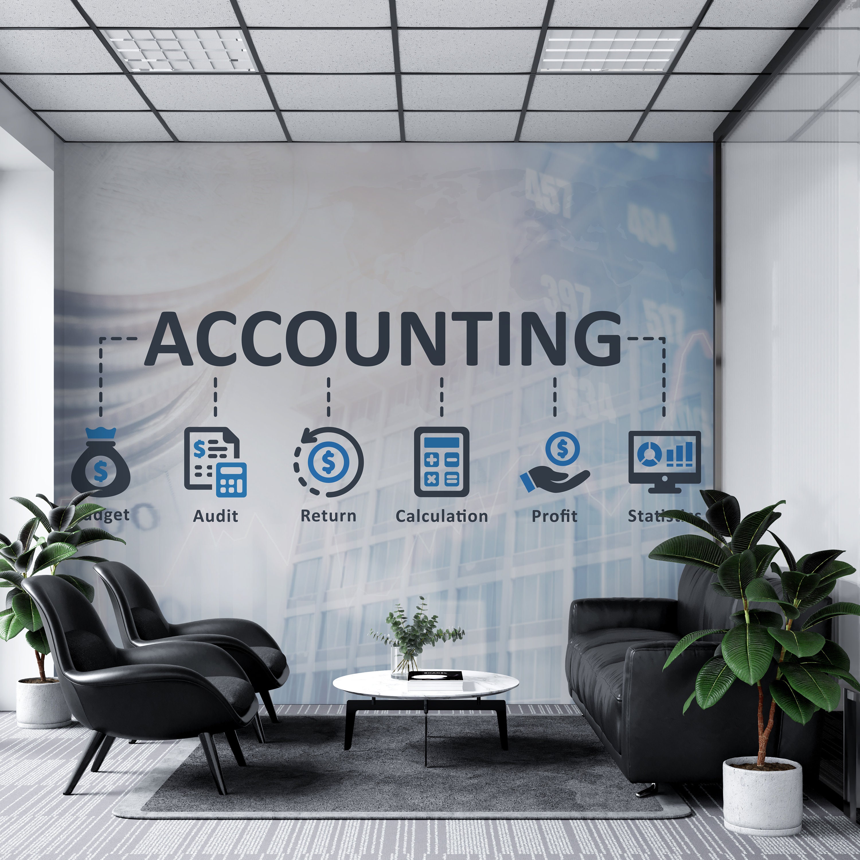 Finance Focus Office Wallpaper | Peel \u0026 Stick Accounting Removable Wall  Mural | PW307 - Etsy, image size:3000x3000
